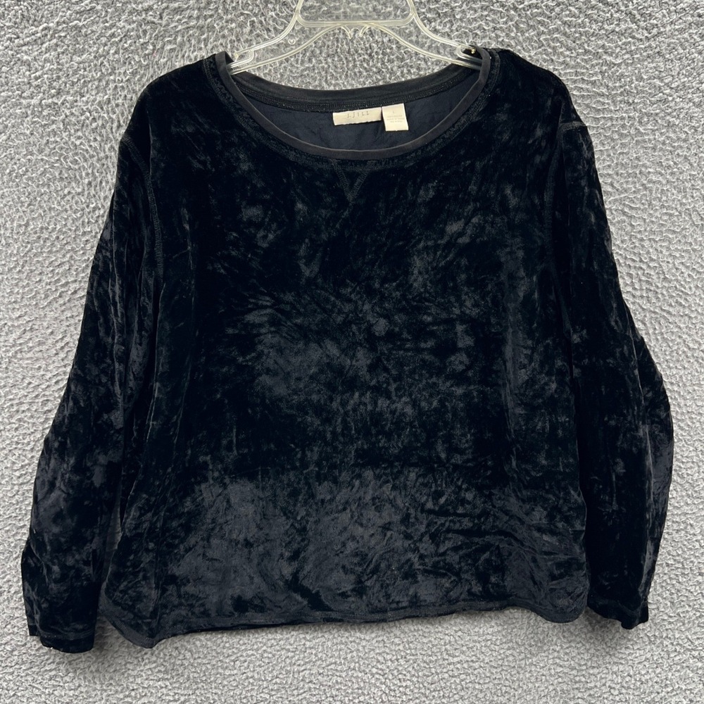 J Jill Womens Crushed Velour Top L Long Sleeve Relaxed Cozy Soft Luxe Minimalist